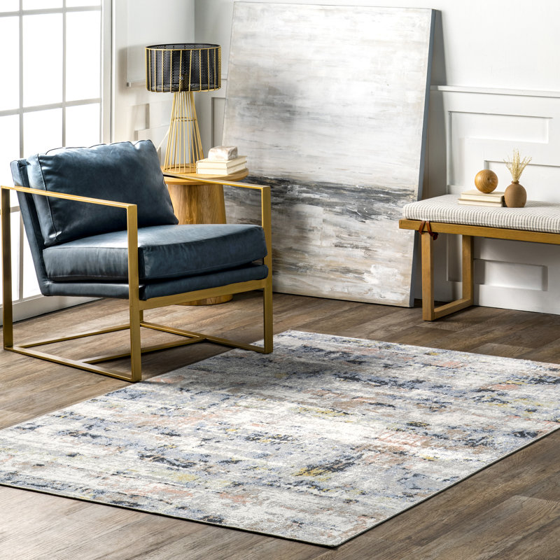 Aaliyah SpinClean Casual Abstract Machine Washable Area Rug, Rectangle 6'7" x 9'