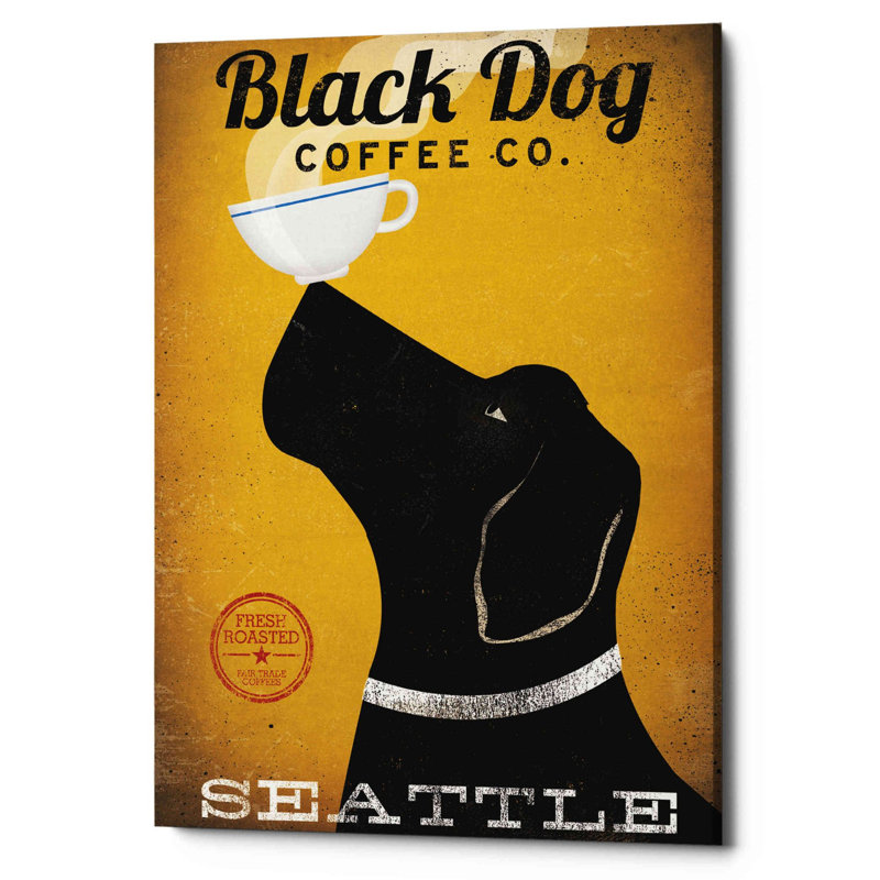 «Black Dog Coffee Co Seattle» par Ryan Fowler, art mural sur toile, H 34 po x l 26 po x P 1,25 po