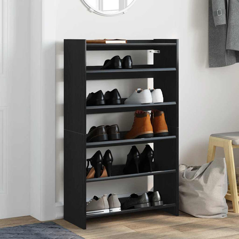 Shoe Rack Old Wood 60X25x81 Cm Engineered Wood, Black