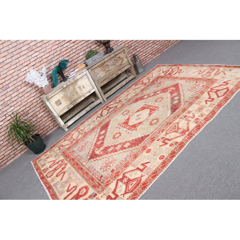 Grand tapis en laine fait à la main de style anatolien turc rétro idéal pour rehausser le décor de votre salon