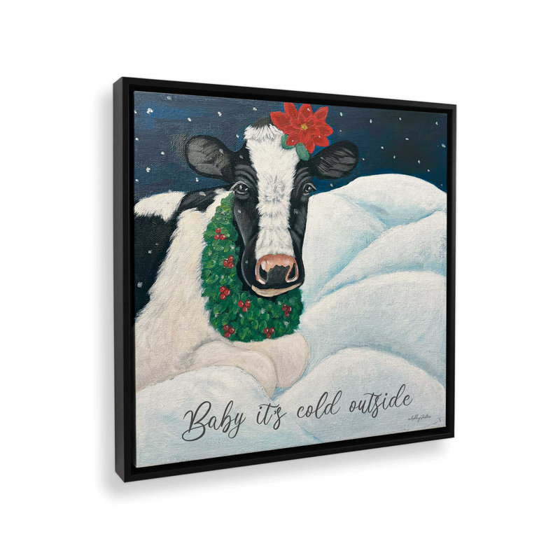 «Baby It's Cold Out» par Ashley Justice, reproduction d'art, L 36 x H 36, Noir, Toile avec cadre