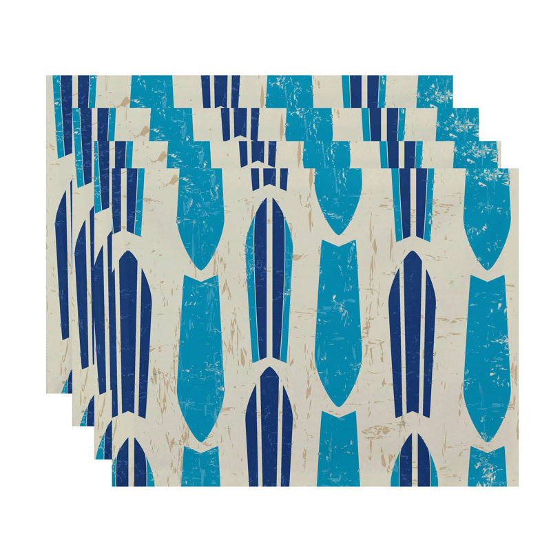 Ensemble de napperons 4 pièces Almeida, Turquoise