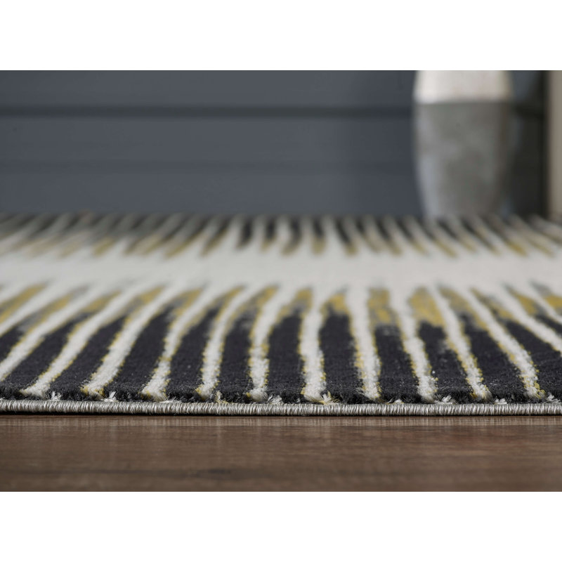 Tapis décoratif grise abstraite resa, Rectangle 3 pi x 5 pi