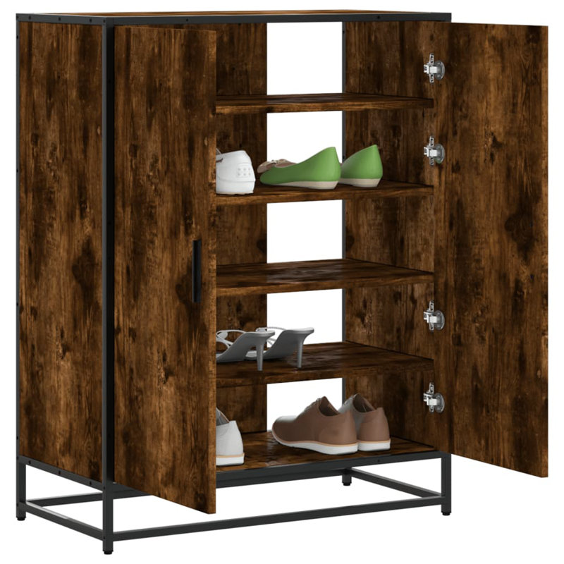 10 Pair Shoe Storage Cabinet, Smoked Oak