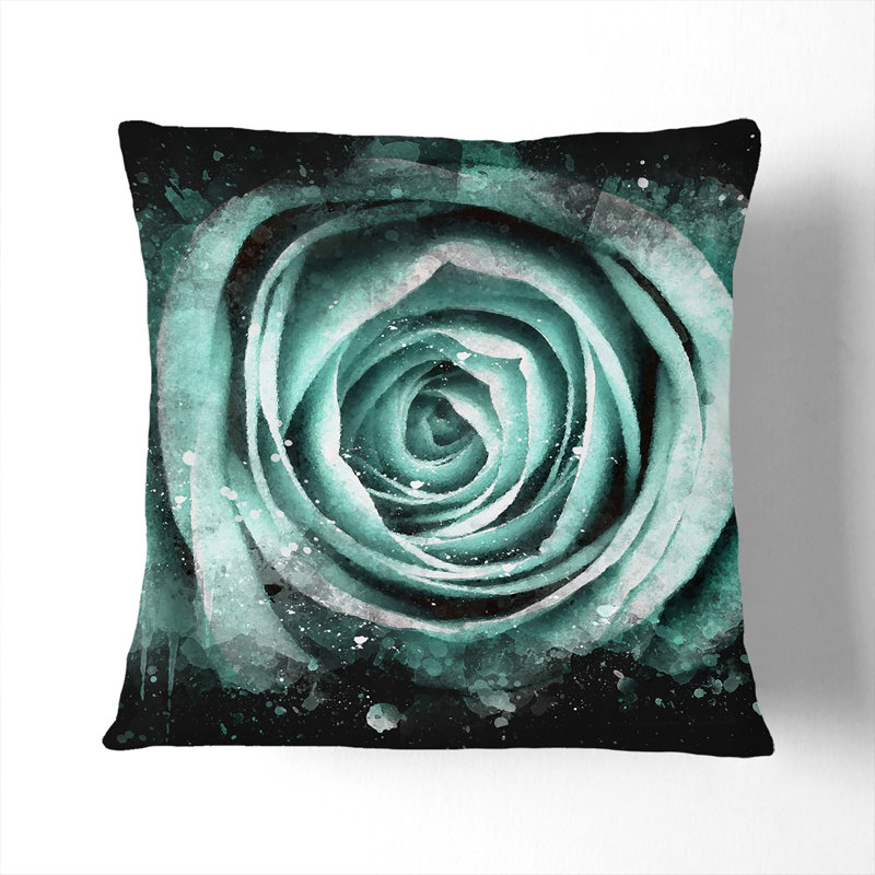 Rose Paint Splash Cushion with Filling, White, 40cm H x 40cm W x 15cm D