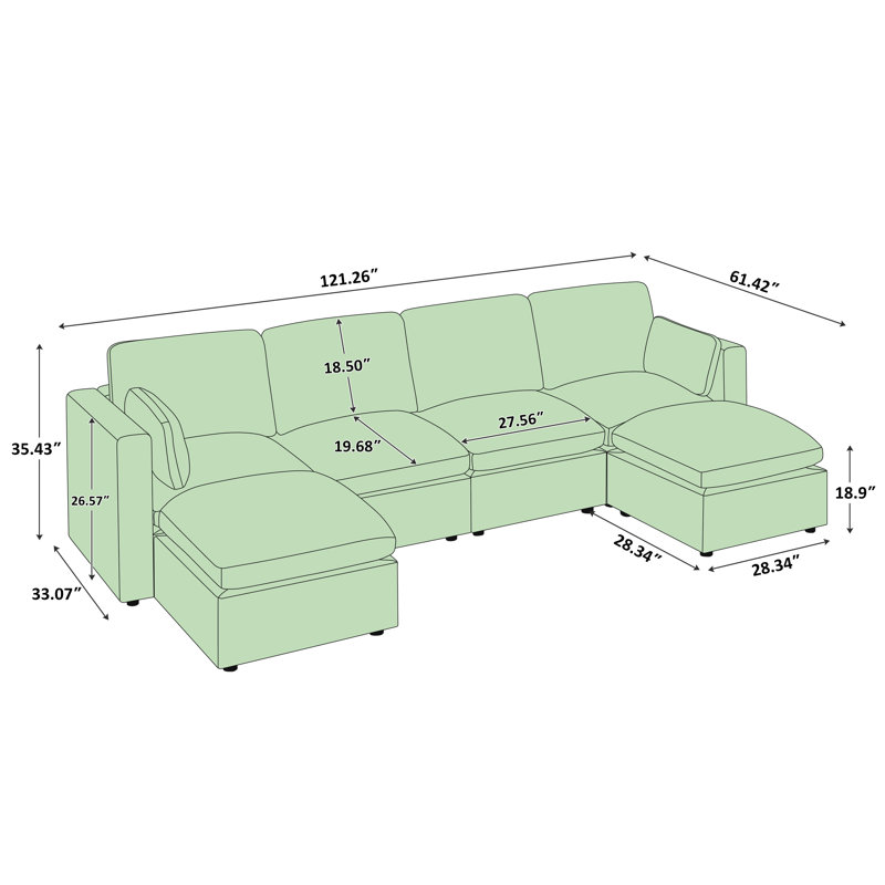 Canapé modulaire 121,26 po, Mélange de polyester blanc