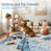 Modern Machine Washable Rug with Rubber Non-Slip Backing for Living Room, Dining Room, Bedroom, Office & Playroom