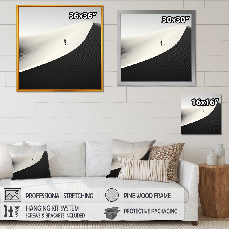Saharas Silence I, reproduction d'art sur toile, Cadre doré simple, H 36 po x l 36 po x P 1,5 po