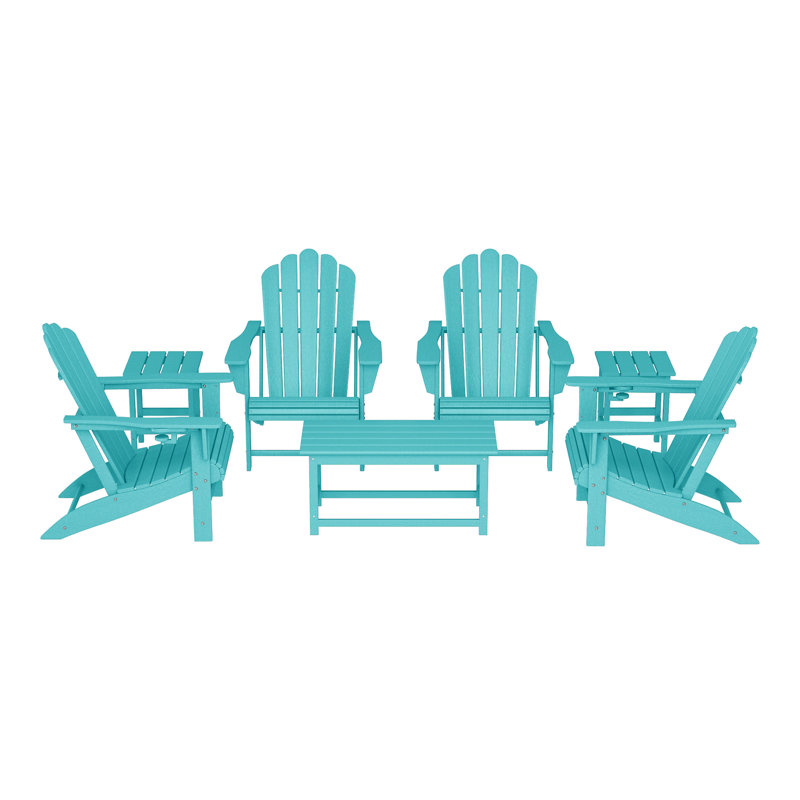 Outdoor Poly Adirondack Conversation Lounge 7-Piece Set, Teal