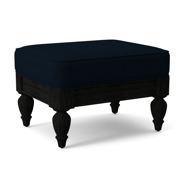 Grand View Ottoman, White Performance Fabric; 0851-94, Antique Black Finish