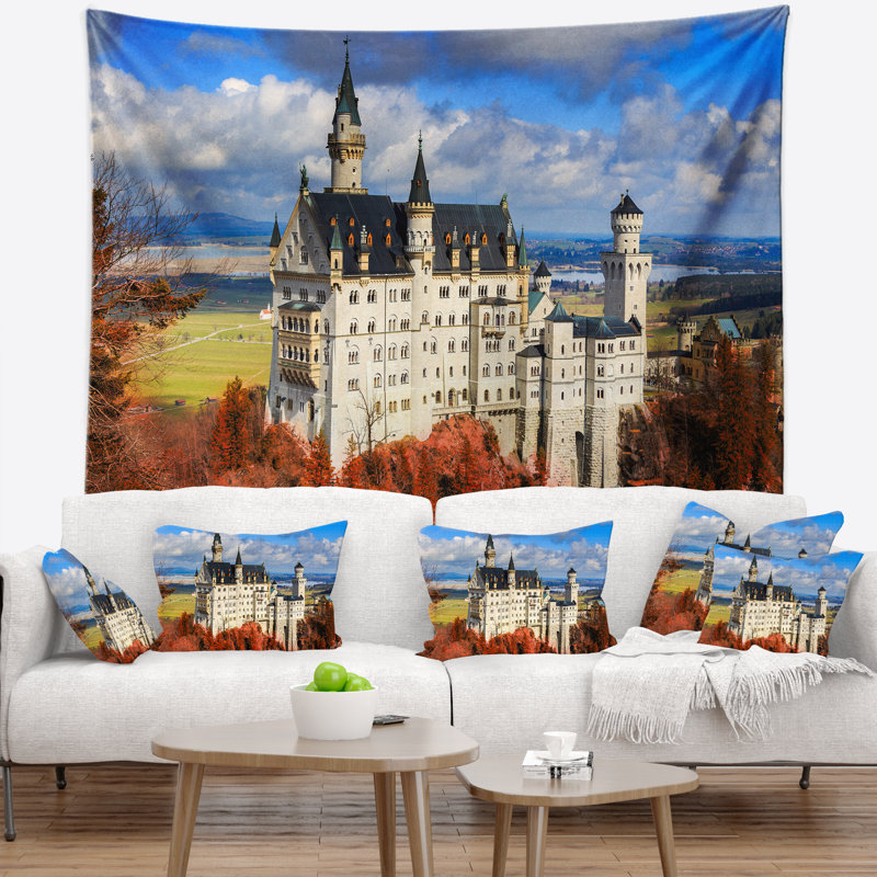 Tapisserie castle avec feuillage neuschwanstein, H 50 po x l 60 po