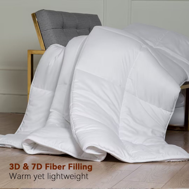Premium All-Season Polyester Teillon - Ultra Soft and Machine Washable, White, King