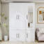 Armoire-penderie 3 portes et miroir, blanc