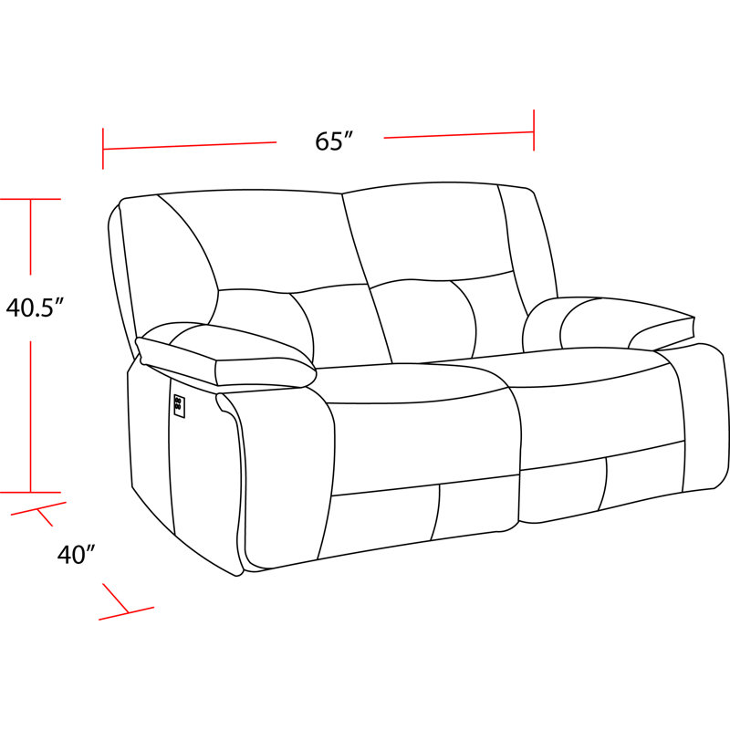 Pomona Upholstered 65'' Power Reclining Loveseat, Black