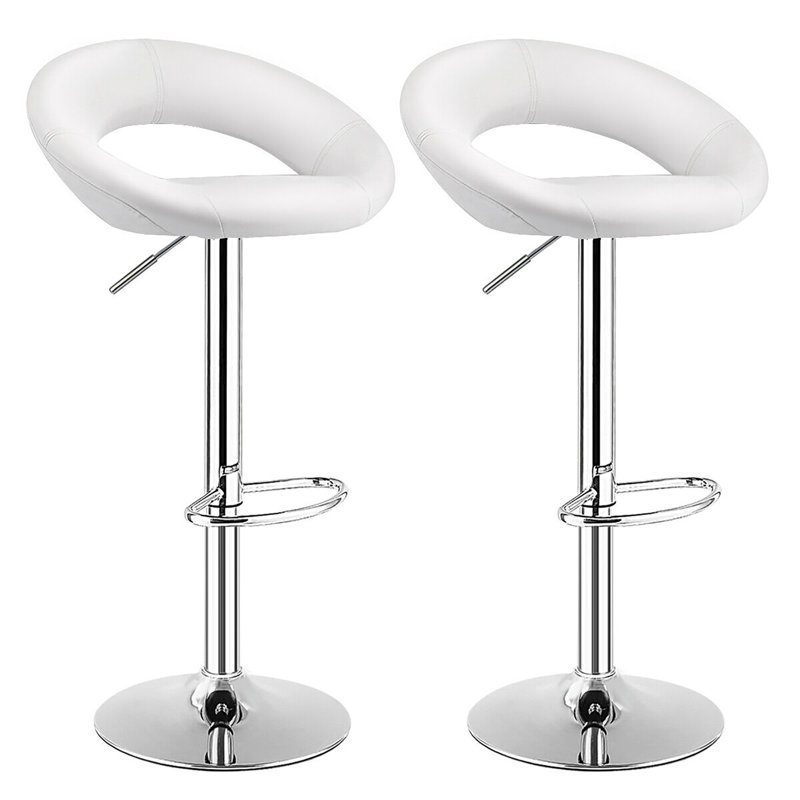 Molter Swivel Upholstered Adjustable Height Counter Stool with Metal Frame, White