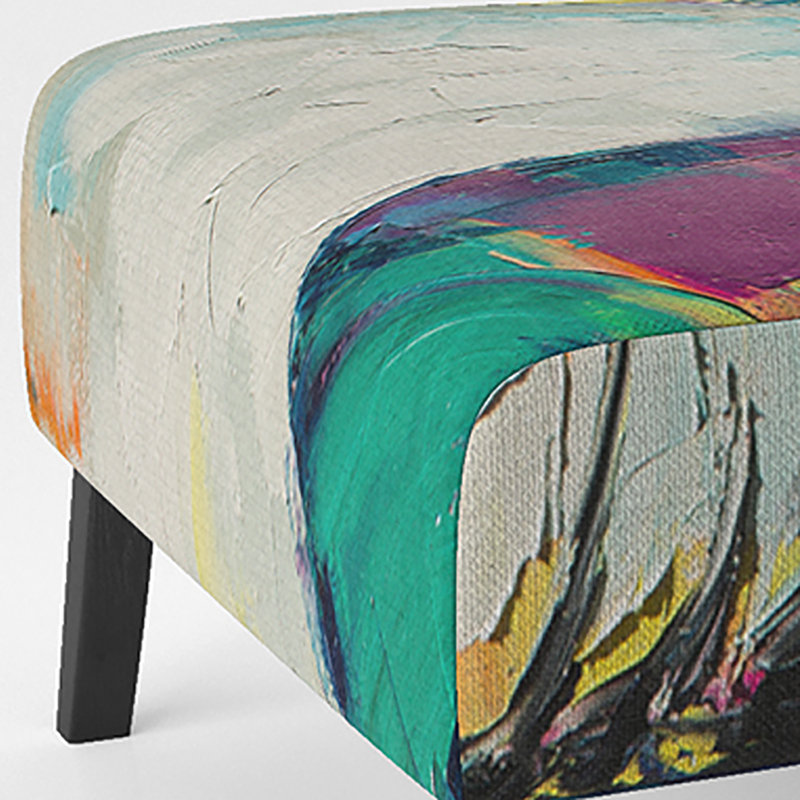Brechta Vibrant Curve Design II - Velvet Upholstered Modern Slipper Chair, Orange/Green/Purple