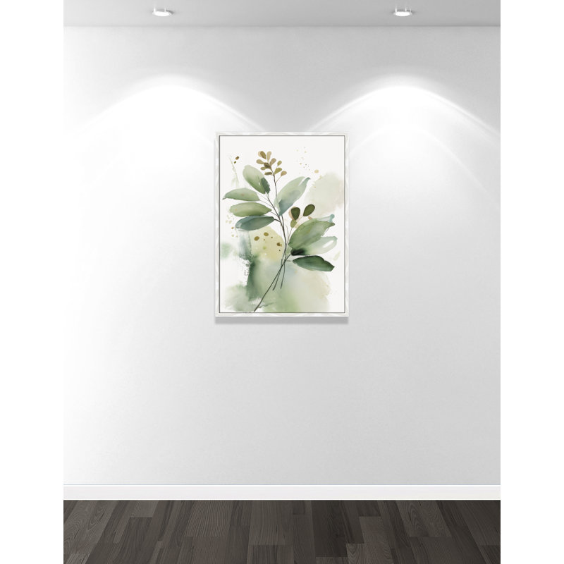 «Greenery Serenade I» par Irena Orlov, L 25,5 po x H 35,5 po, Grain de bois blanc, Impression encadrée