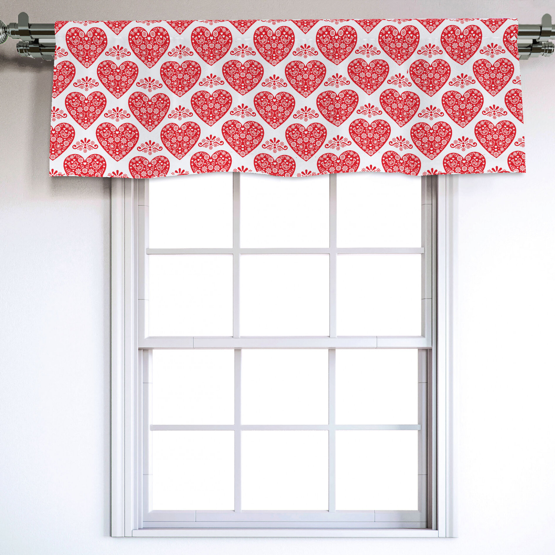 East Urban Home Damask Sateen Ruffled 54'' W Window Valance in | Wayfair