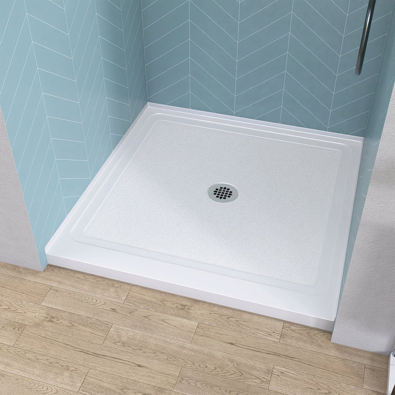 Plateau de douche en acrylique à alcôve carré à seuil simple l 38 po x P 38 po antidérapant