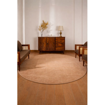 Tapis écologiques tissés à la main en laine tissée à la main - ronds, couleur chameau, conception unie, tapis épais antidérapants faits à la main pour le salon, la chambre à coucher