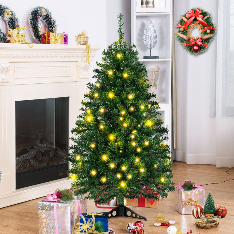 Arbre de Noël pin vert 4 pi avec lumières DEL
