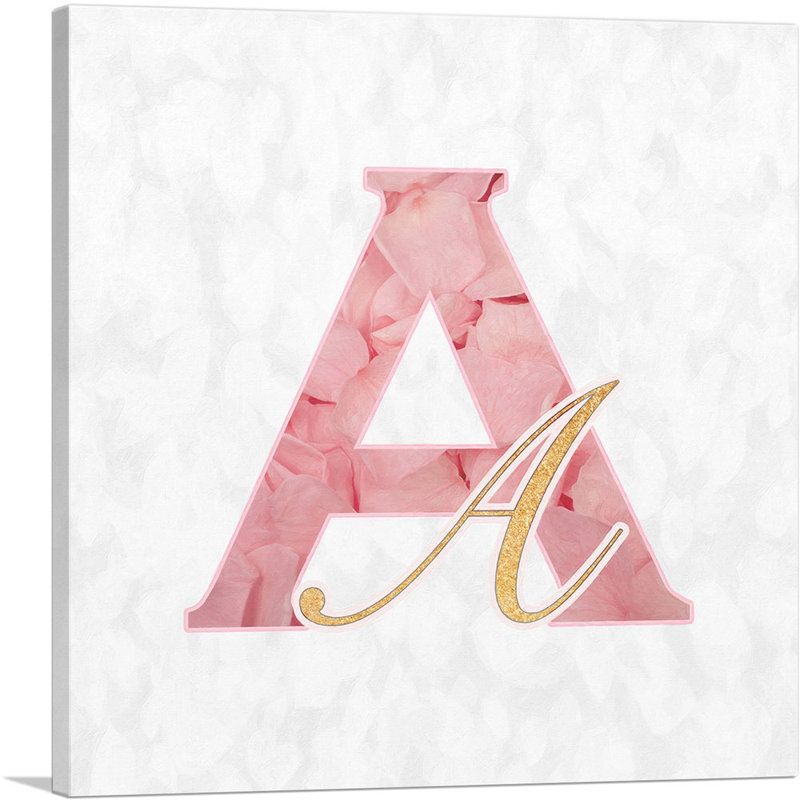 «Chic Chic Gold Gold Alphabet lettre A», reproduction d'art textuel sur toile tendue, H 26 po x l 26 po x P 1,5 po