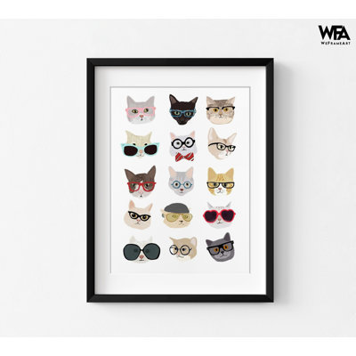 Chats avec des lunettes par Hanna Melin, art mural chaton mignon, décoration de chambre de bébé chat, idée de cadeau de nouveau-né, décoration murale de jardin d'enfants, décoration de chambre de bébé 30 x 40 po