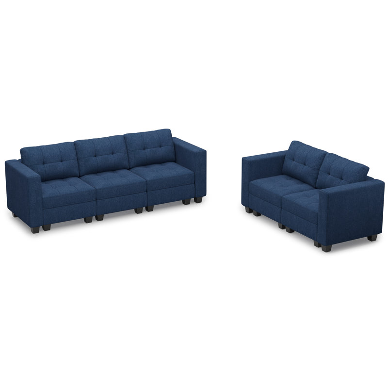 Ensemble de canapés modulaires 2 pièces Ayden Hunsicker, Bleu