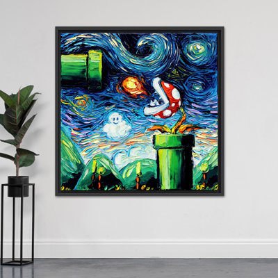 Reproduction d'art sur toile imprimée: Hommage à la nuit étoilée de Van Gogh, toiles à cadre noir 1P