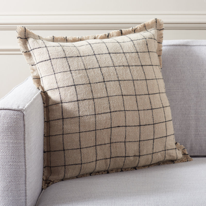  20x20 Linen Pillow in Natural/Black