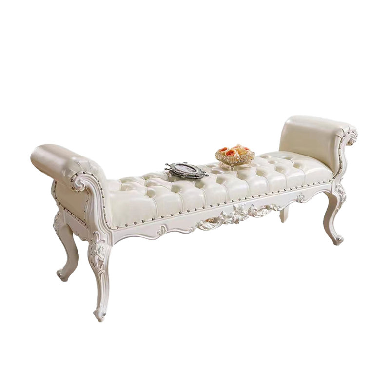Banc rembourré en similicuir American Bed, Blanc