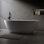 Baignoire de trempage autoportante 61 po, pierre de résine à surface solide, moderne avec trop-plein et bonde escamotable, blanc