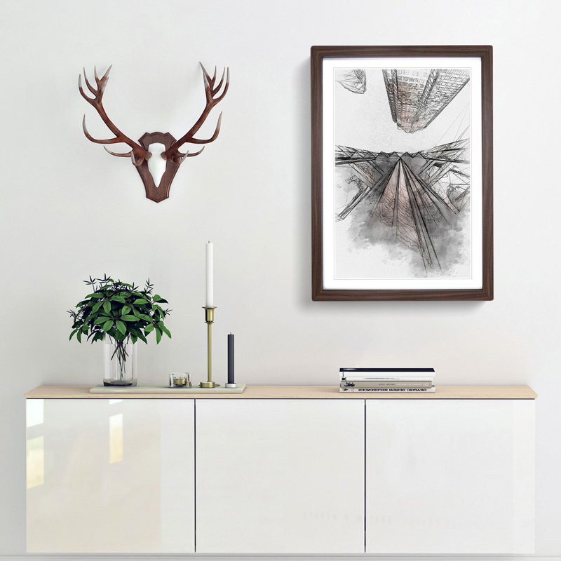 Sketching the Architecture Vol.51 - Picture Frame Drawing Print, Walnut Framed, 65cm H x 48cm W x 2cm D