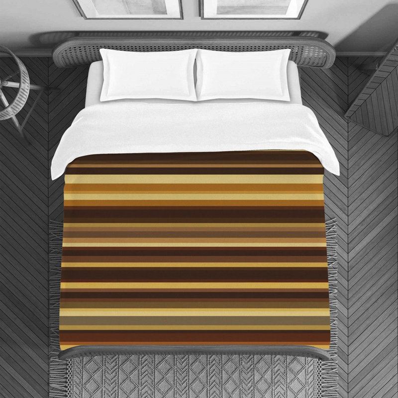 Housse de couette en microfibre , Housse de couette pour lit simple, Brun / Doré