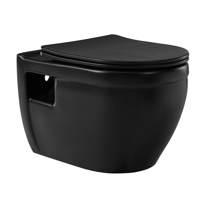 Cuvette de toilette allongée Ivy, Noir mat