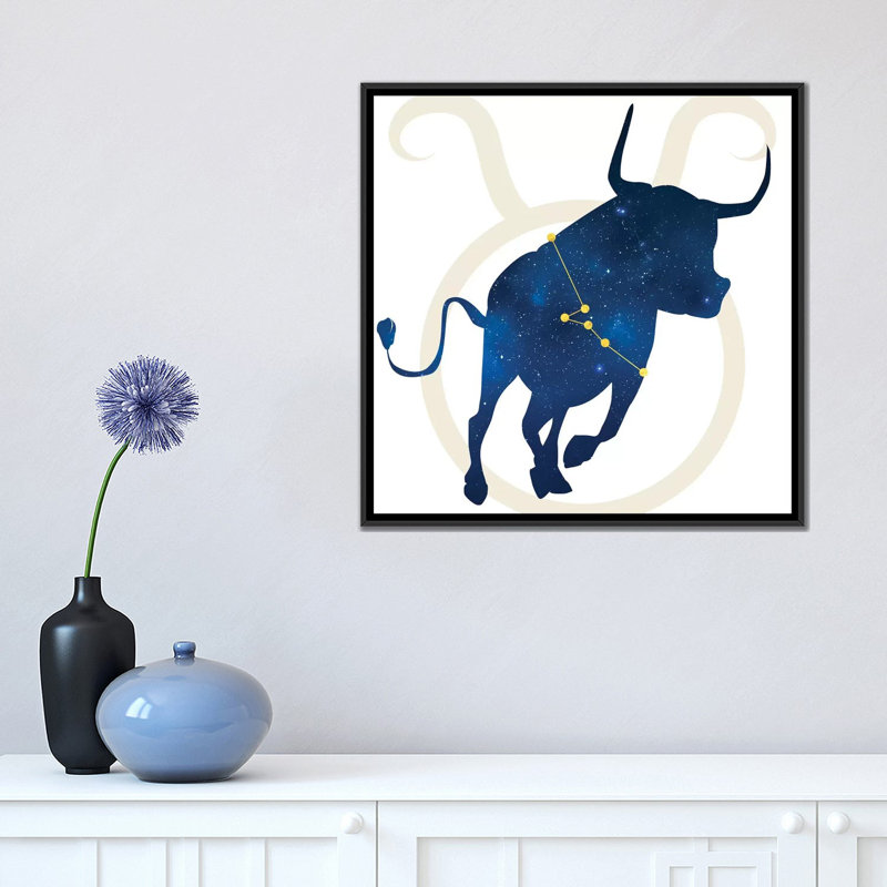 « stars of taurus », impression sur toile tendue, H 18 po x l 18 po x P 1,5 po, Toile avec cadre noir, Pas de tapis