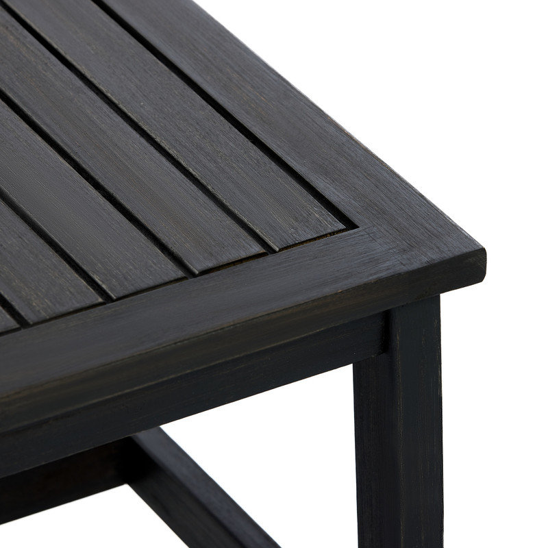 Ensemble de canapés d'extérieur 4 pièces en bois d'acacia avec textilène noir et coussins blancs hydrofuges pour terrasse de patio fini gris foncé