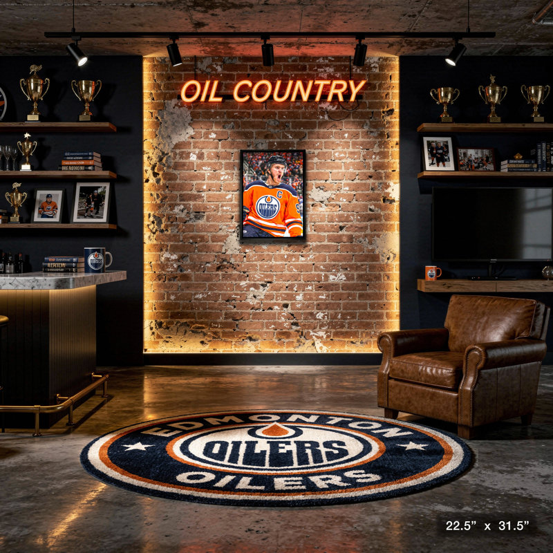 Toile en gros plan 20 x 29 Connor McDavid Edmonton Oilers, encadrée avec célébration de but