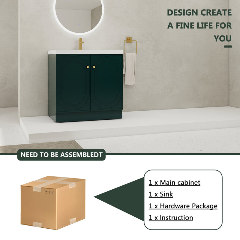 Meuble-lavabo autoportant avec lavabo en résine