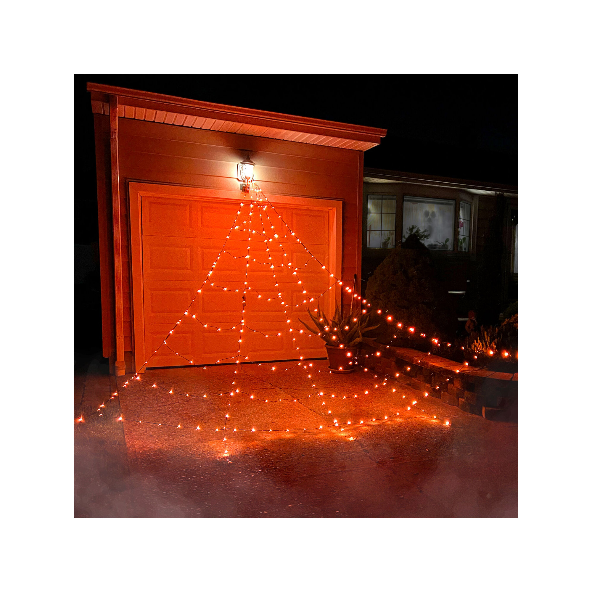 Creepy Yard Decor Haunted Hill Farm 12-ft. Prelit Spider Web with 3 Multicolor Light Functions, Halloween Decoration