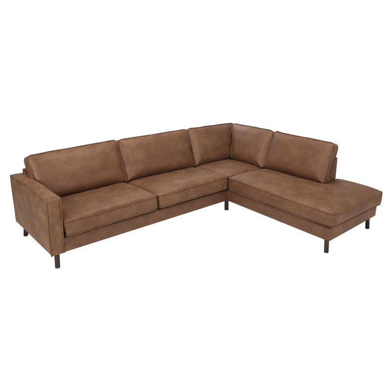 Linhart 6 Seater Faux Leather Corner Sofa, Right, Light Brown