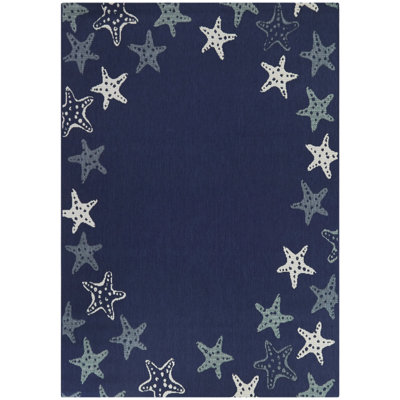 Tapis intérieur / extérieur bleu foncé en polypropylène tissé à la machine Rectangle Rouillard