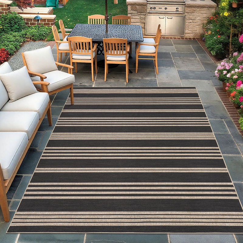 Washable Easy Jute Rug Modern Striped Living Room Rug with Non-Slip Backing, Non Shedding Neutral Floor Mats, Indoor Outdoor Carpet for Bedroom, Patio, Backyard