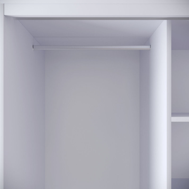 Élégante garde-robe avec de nombreuses tablettes, blanches et noires avec des accents dorés, 33,1 x 78,7 x 19,7 pouces | 100% panneau de particules enduit de mélamine, épaisseur: 0,7 pouce | Parfait pour organiser les vêtements et les accessoires, design traditionnel élégant