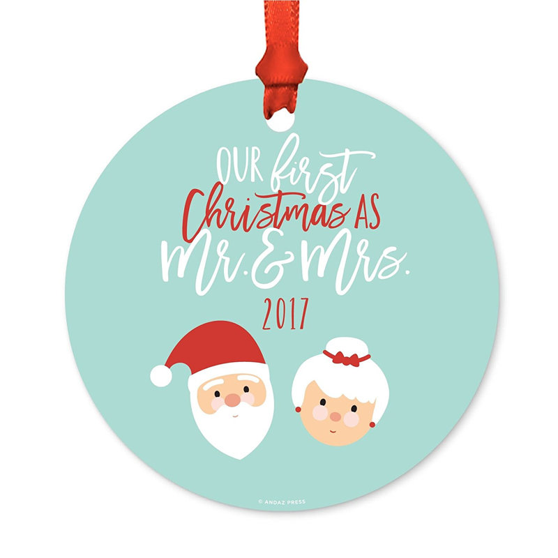 Ornement balle père noël et mlle notre premier noël., Oui