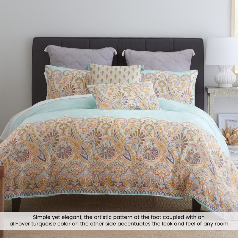 Traditional Utility Percale Weave Reversible Comforter Set - Puri, Full / Double Comforter + 2 Standard Shams