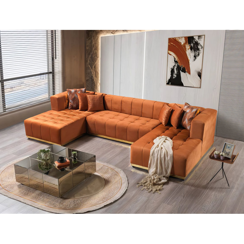 Amanda Orange Double Chaise Sectional