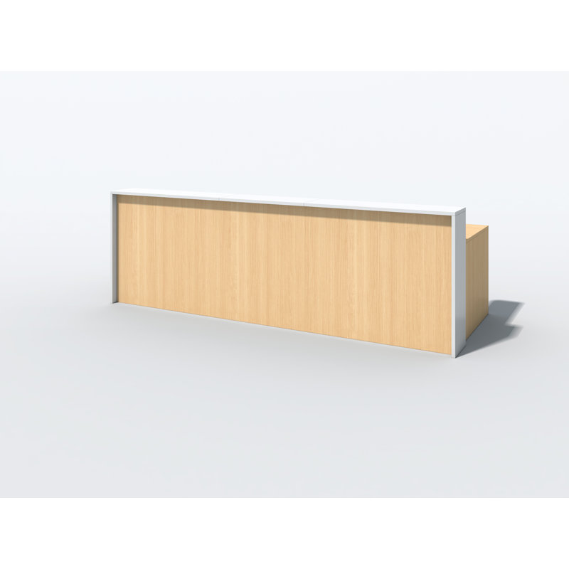 2 Person Rectangle Synthetic Laminate Reception Desk, Fushion Maple