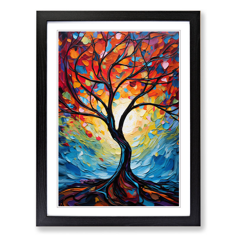 Tree Expressionism No.2 - Single Picture Frame Print on Wood, 64cm H x 46cm W, Black Framed