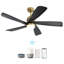 Ventilateur de plafond moderne 52 pouces avec lumière à DEL à intensité variable et 5 pales en bois massif avec télécommande et moteur à courant continu réversible-384601363-384601369